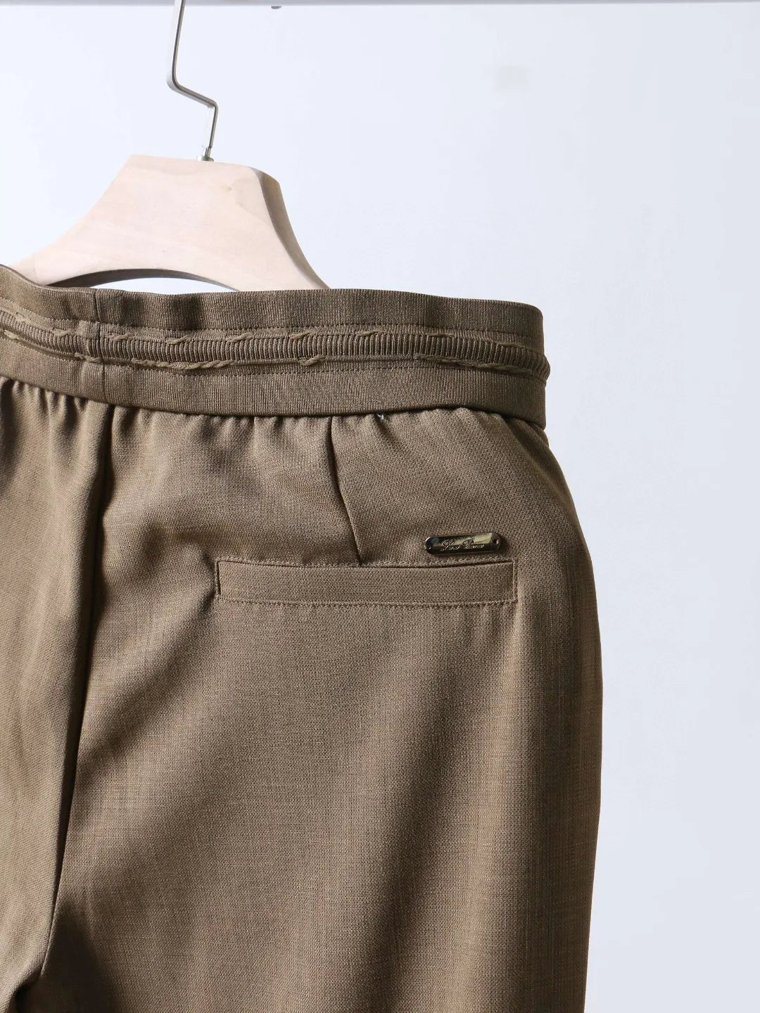 Italian LP European and American light luxury men's clothing, linen Tencel vertical elastic waist tether straight casual pants