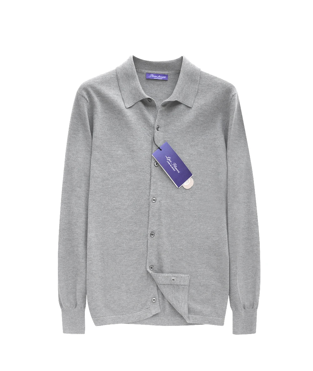 Elegant gentleman, autumn and winter fashion high-end Tencel long-sleeved shirt men's lapel wool knitted cardigan