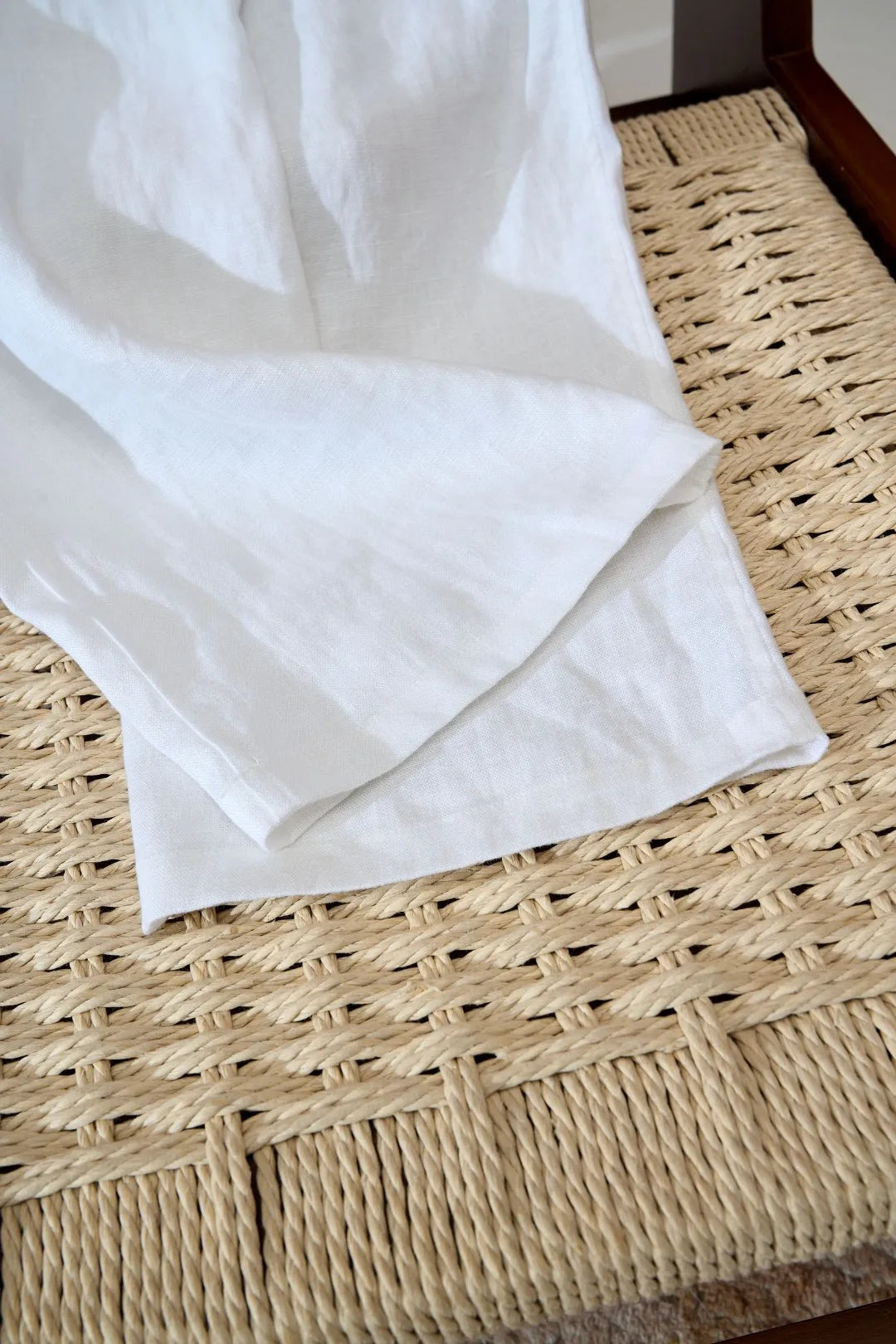 Italian Kiton vintage style summer linen elastic waist straight leg casual pants