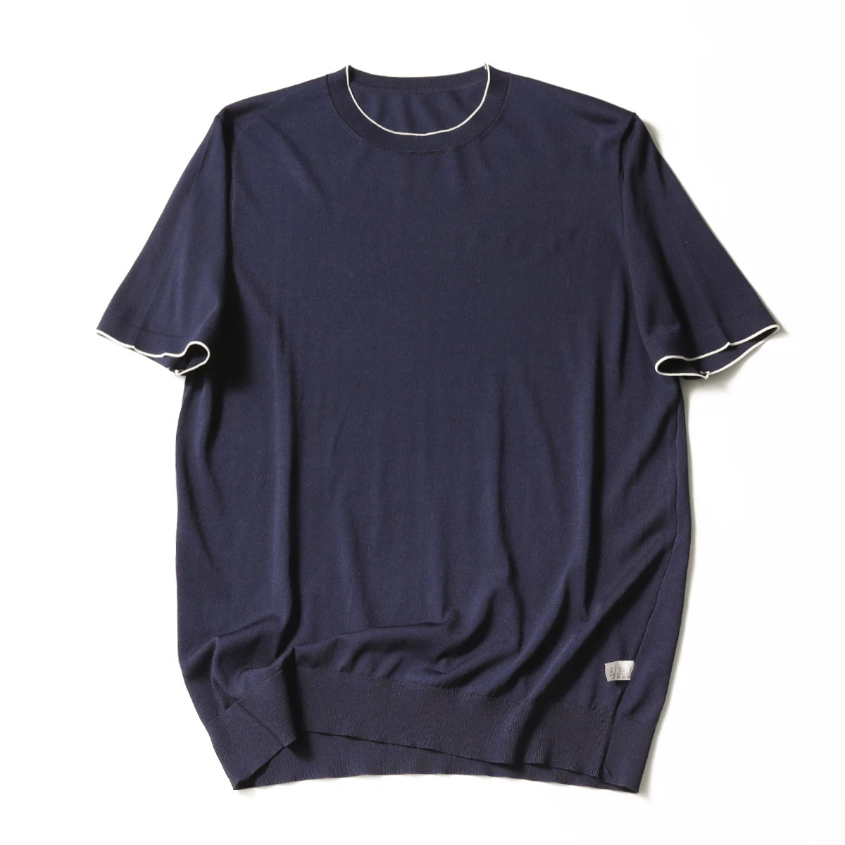 2025 summer new men's urban commuting solid color Tencel mulberry silk blended cool knitted short-sleeved T-shirt