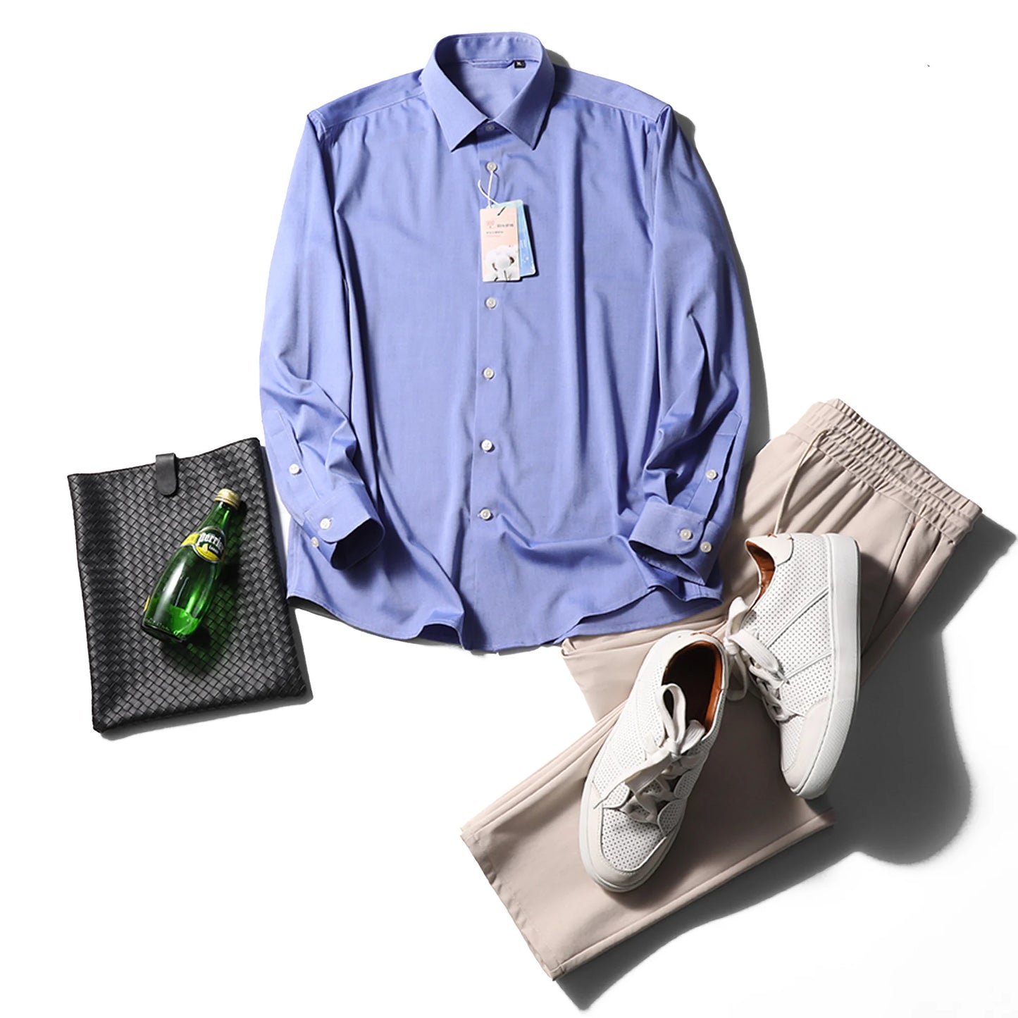 ZZ spring new men's business casual liquid ammonia cotton long-sleeved shirt formal professional shirt
