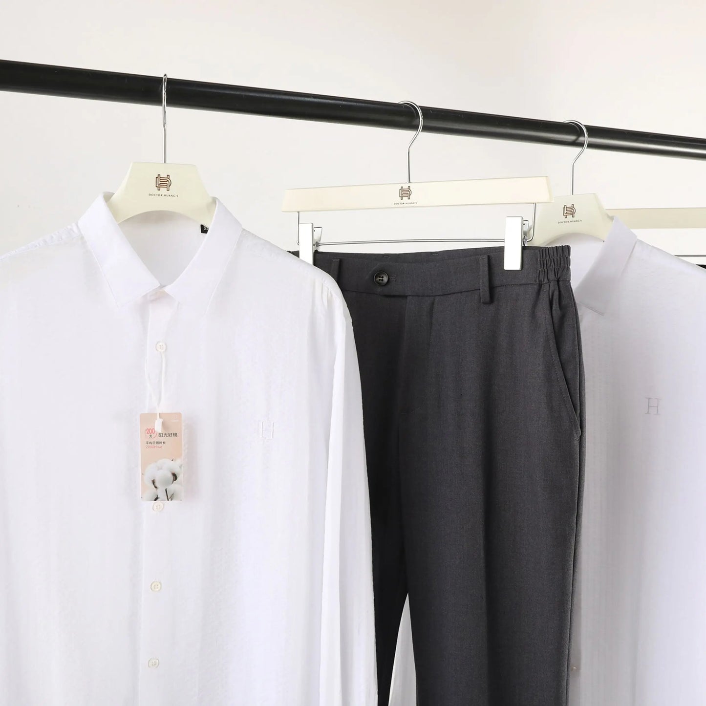 2025 spring and summer new men's high-end white light luxury temperament seersucker cotton long-sleeved shirt 1035