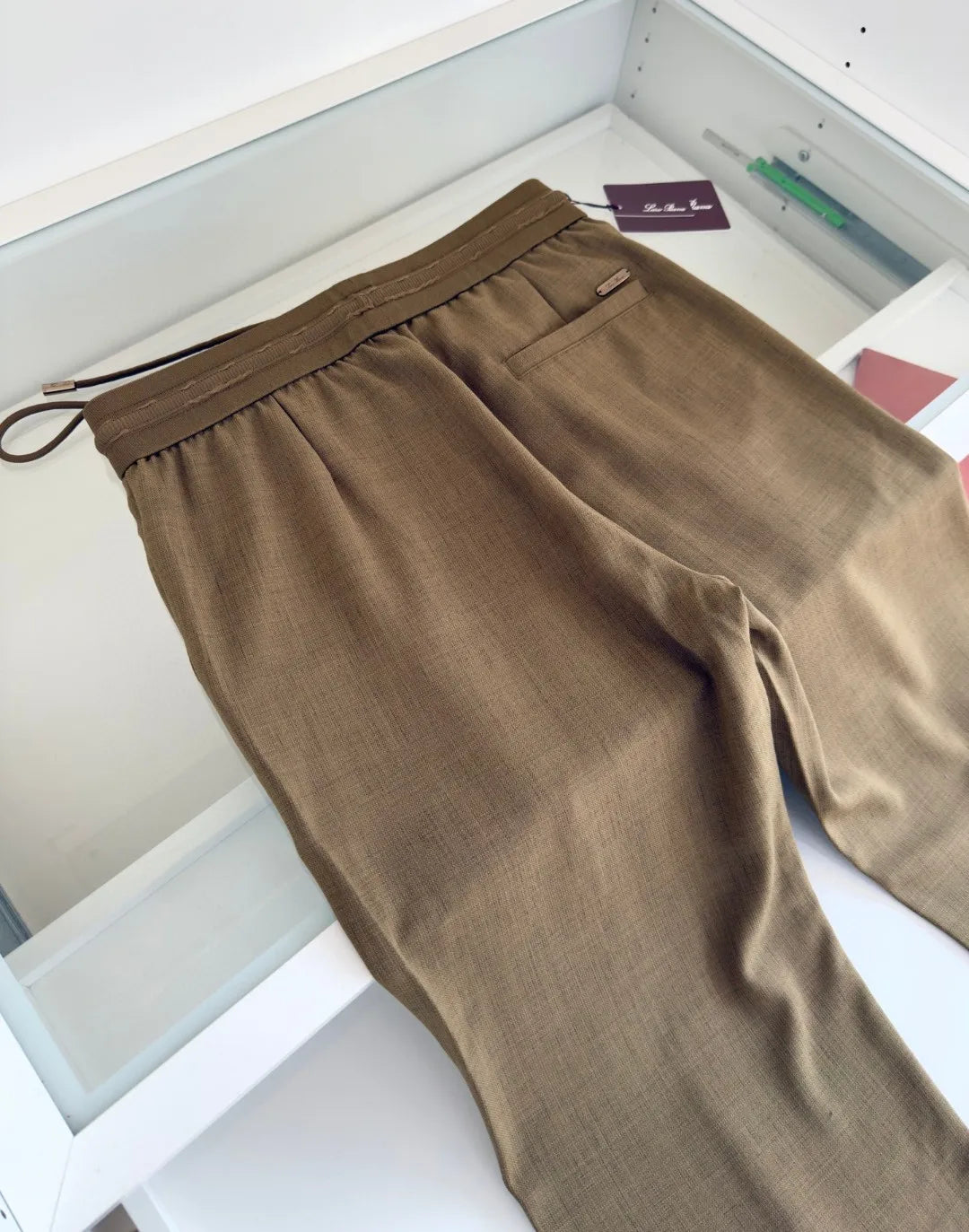 Italian LP European and American light luxury men's clothing summer linen Tencel elastic waist tether straight casual pants