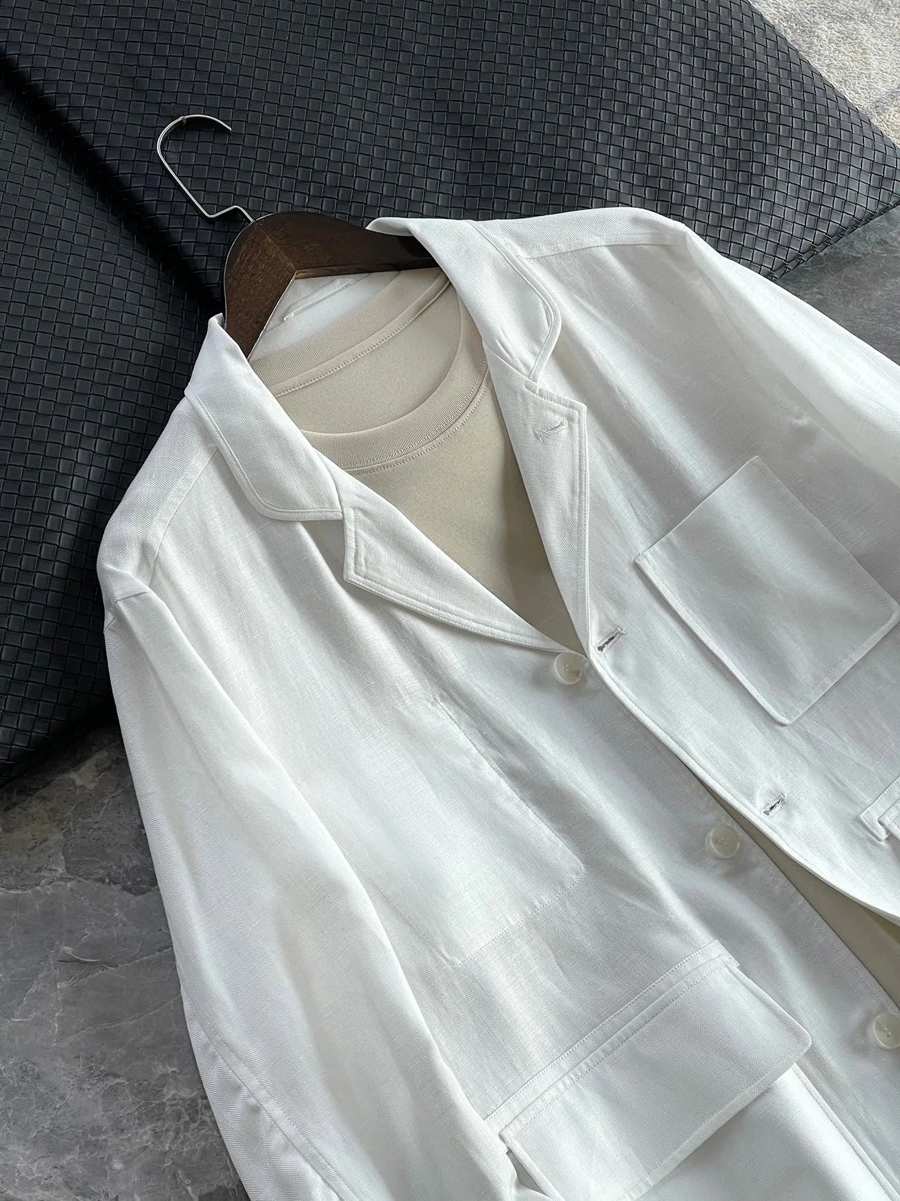 Low key old money style BC spring lyocell linen blend lapel jacket jacket