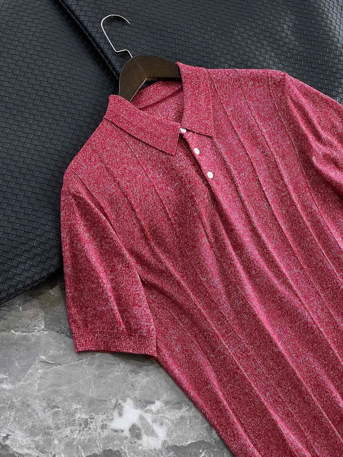 Low key and high texture, Lyocell wool blended LP knitted sweater casual lapel short-sleeved T-shirt polo shirt