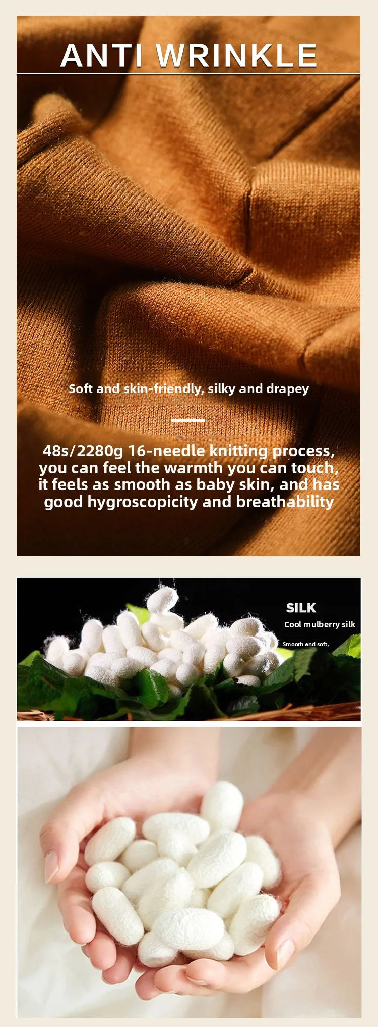 High quality, mulberry silk + cashmere autumn and winter fashion high-end knitted POLO shirt men's lapel sweater
