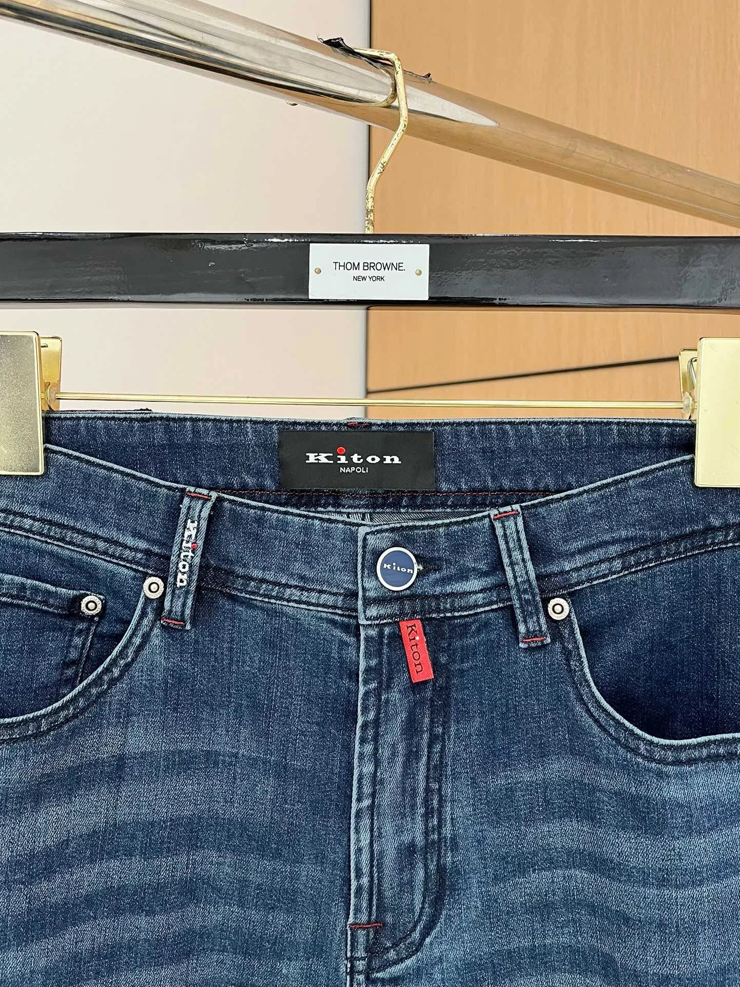 25 spring and summer new Italian kiton chiton solid color fashionable versatile slim-fitting small feet men's casual jeans