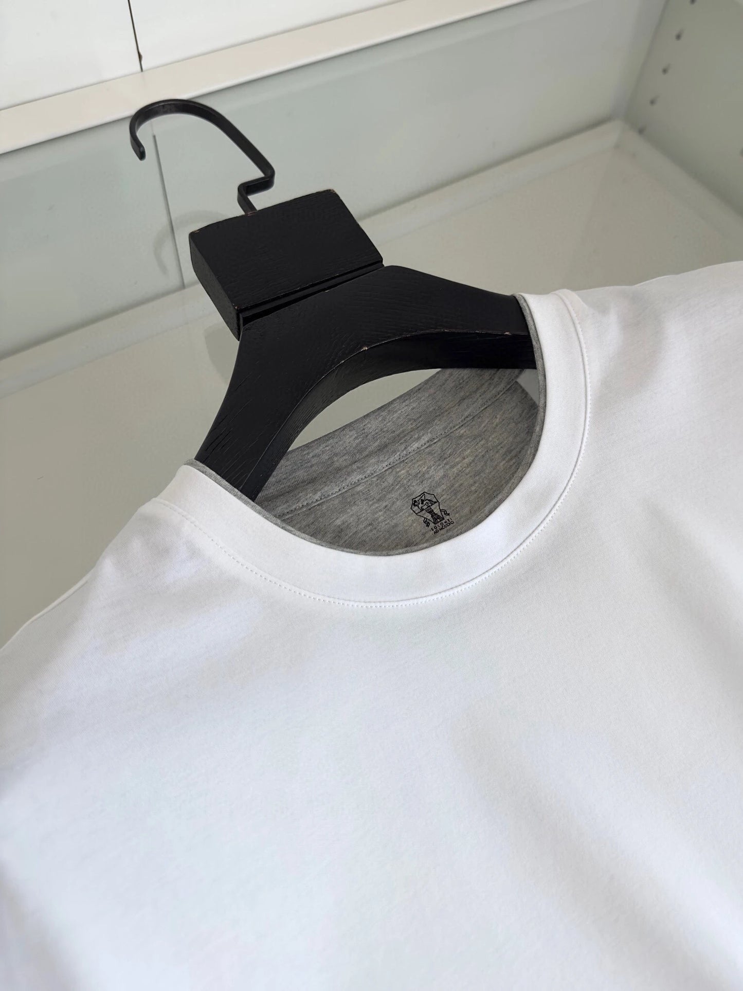 Italy BC men's clothing summer new crew neck bottoming shirt, fake two solid color old money style men's short-sleeved T-shirt