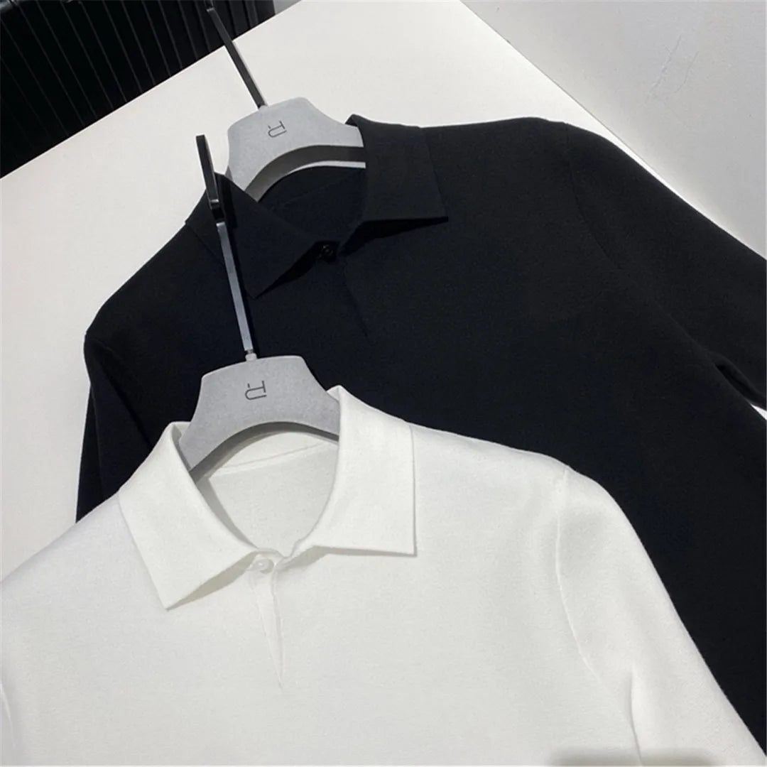 Toning premium spring and summer business, super soft cotton yarn, casual knitted polo shirt, short-sleeved polo shirt