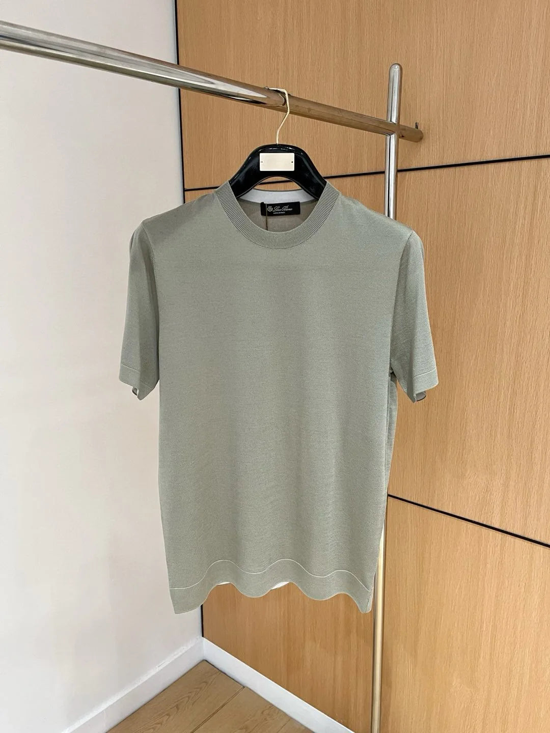 Italian LP Men's Spring/Summer New Collection Wool Sand Thread Cotton Simple Fashion Round Neck Knitted Short Sleeve T-shirt