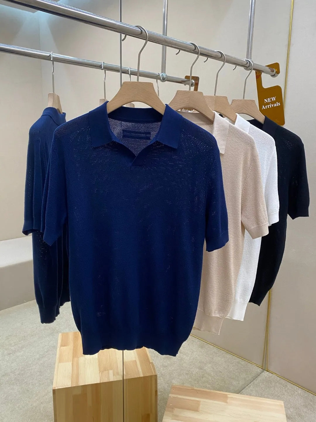 Italian old money style luxury high version 25 summer pure cotton hollow collar short sleeved polo shirt