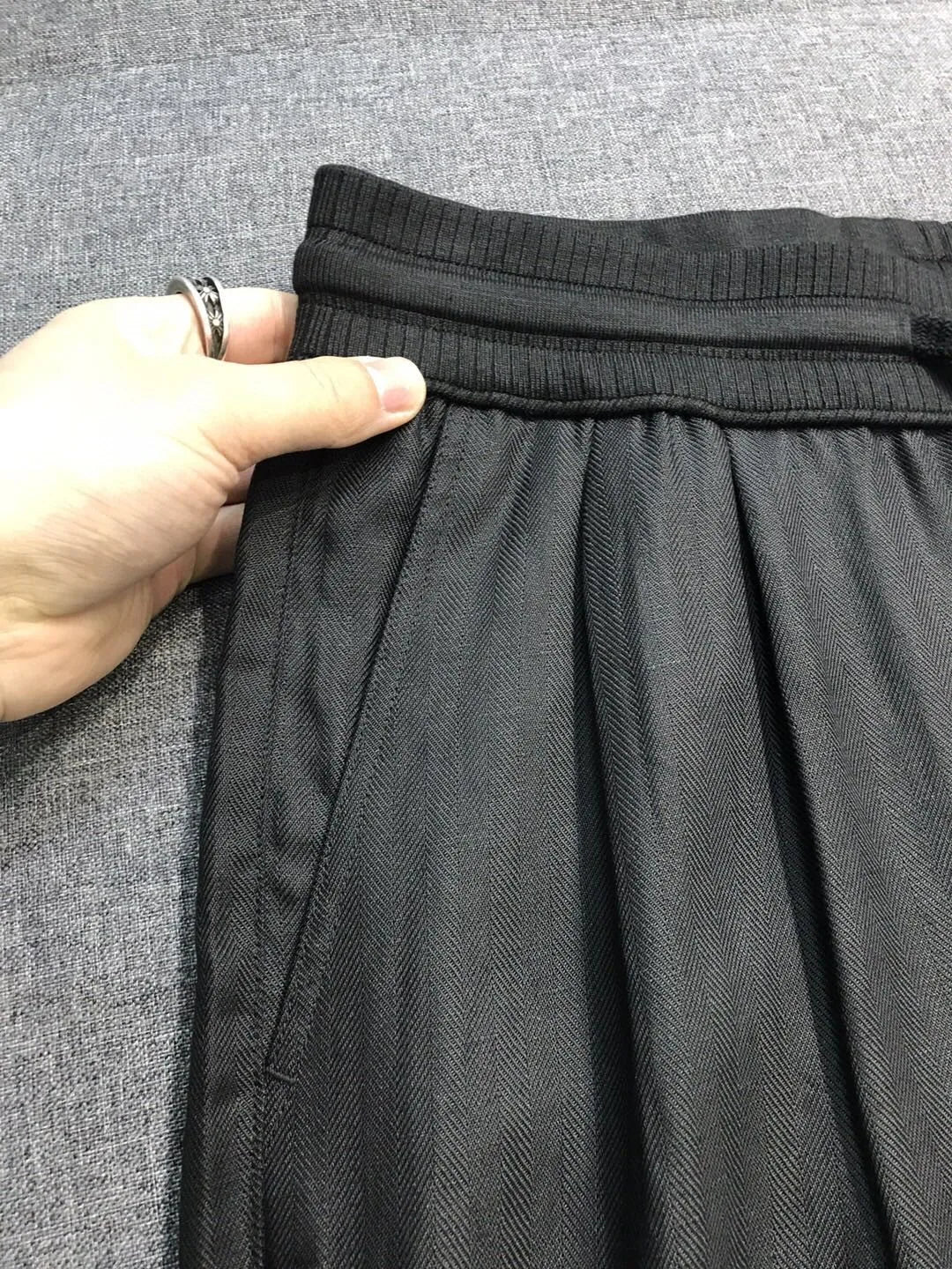 Italian LP European and American light luxury men's clothing linen Tencel elastic waist tether straight casual pants