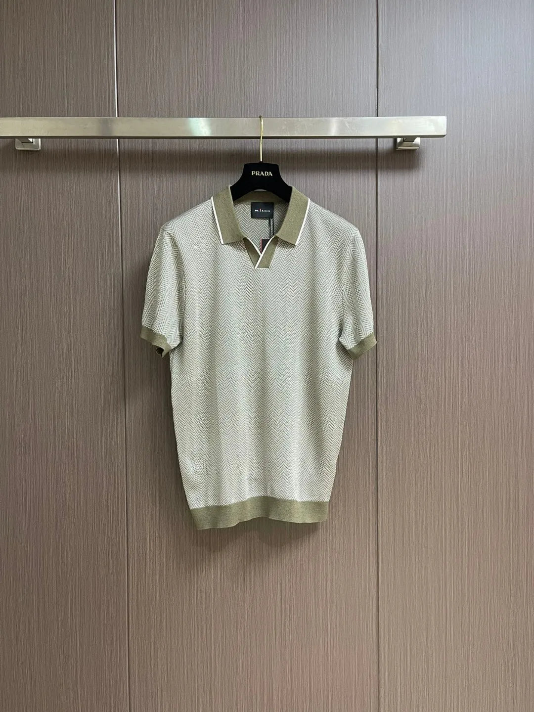 Italian Kiton fashion light luxury summer collar short sleeved cotton mixed silk business casual polo shirt