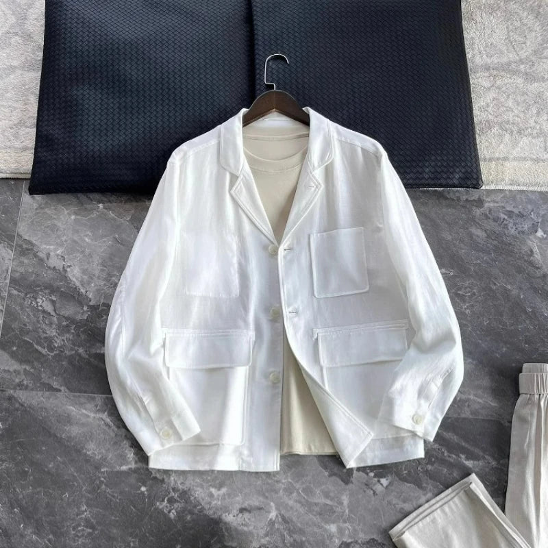 Low key old money style BC spring lyocell linen blend lapel jacket jacket