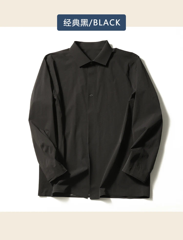 2025 Spring and Autumn New Men's Outdoor Functional Wind City Business Leisure Press Glue Non-ironing Long Sleeve Shirt