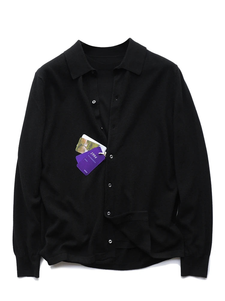 Autumn and winter business high-end mulberry silk long-sleeved shirt men's wool knitted cardigan sweater