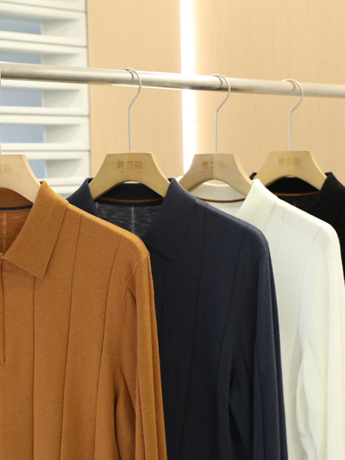 High quality, mulberry silk + cashmere autumn and winter fashion high-end knitted POLO shirt men's lapel sweater