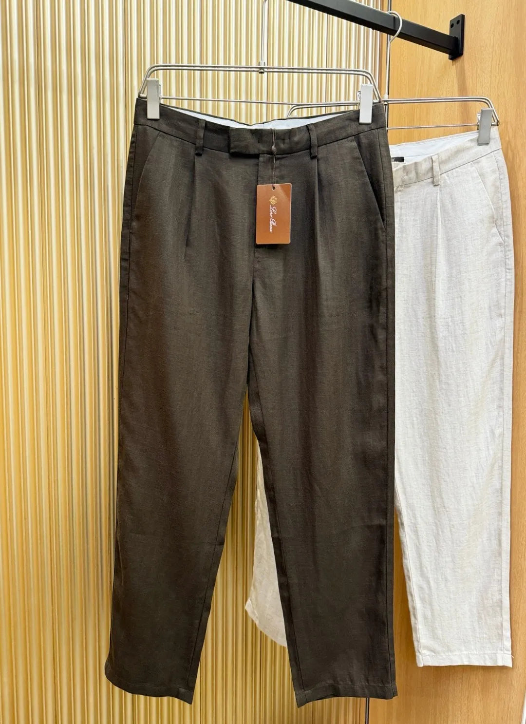 Italian LP light luxury minimalist summer high version straight pants business casual tencel linen pants men