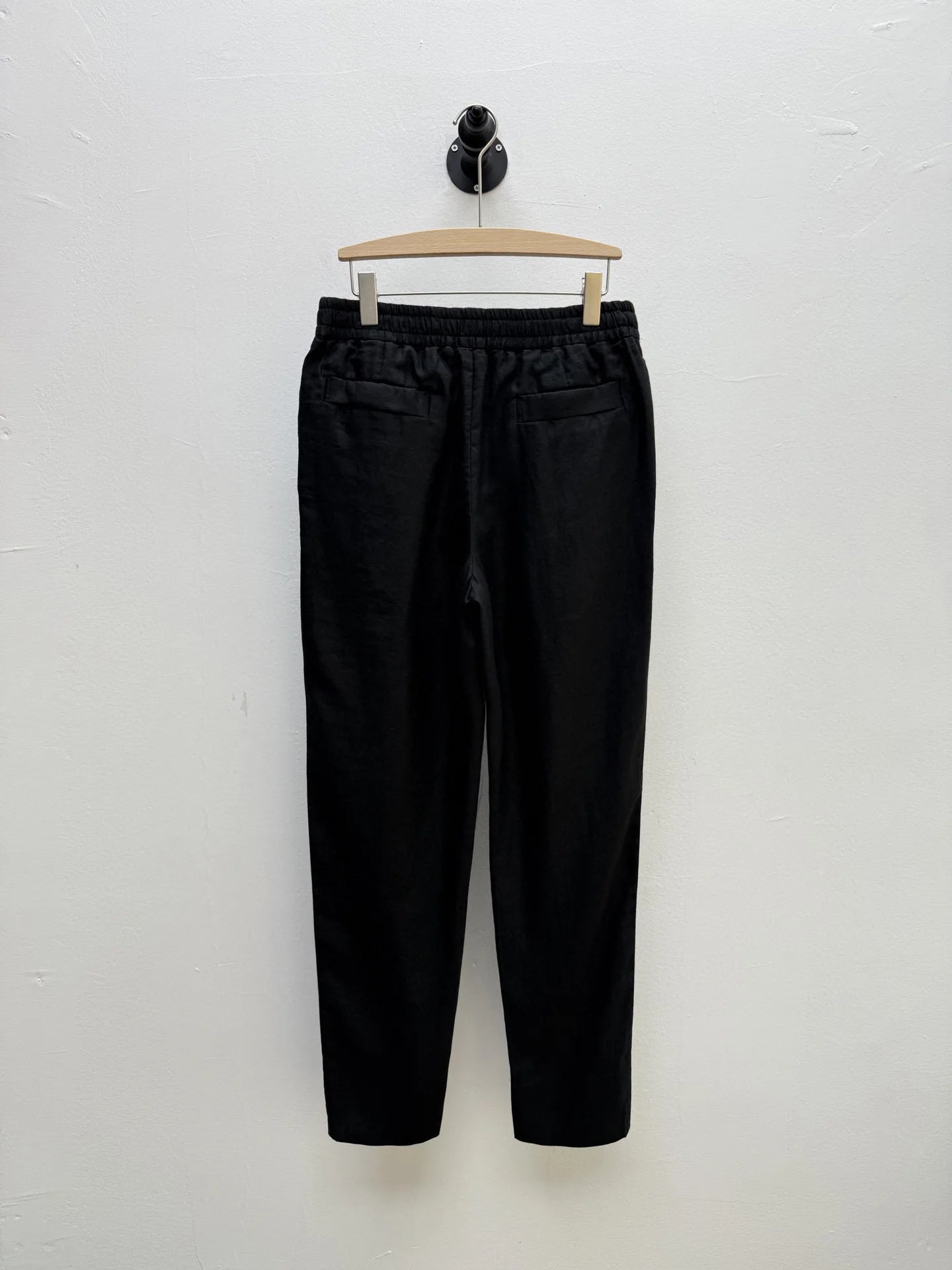 High quality, old money style 100% linen, elastic waist fashion loose straight linen casual trousers