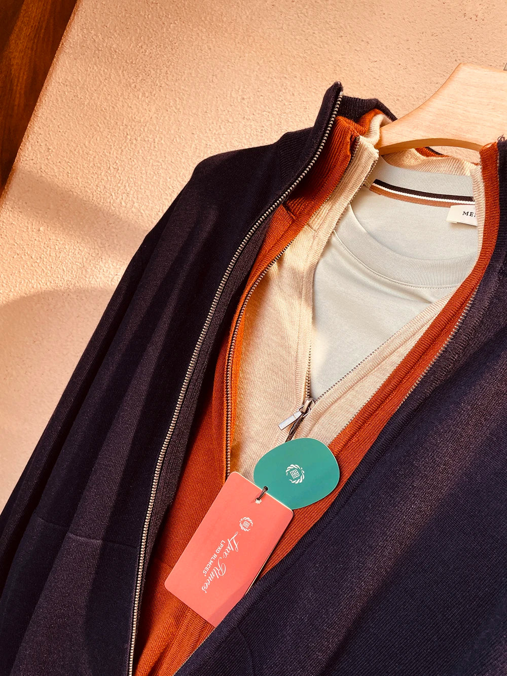 Autumn and winter new LP men's premium stand-up neck zipper knitted cardigan jacket wool Tencel blended sweater