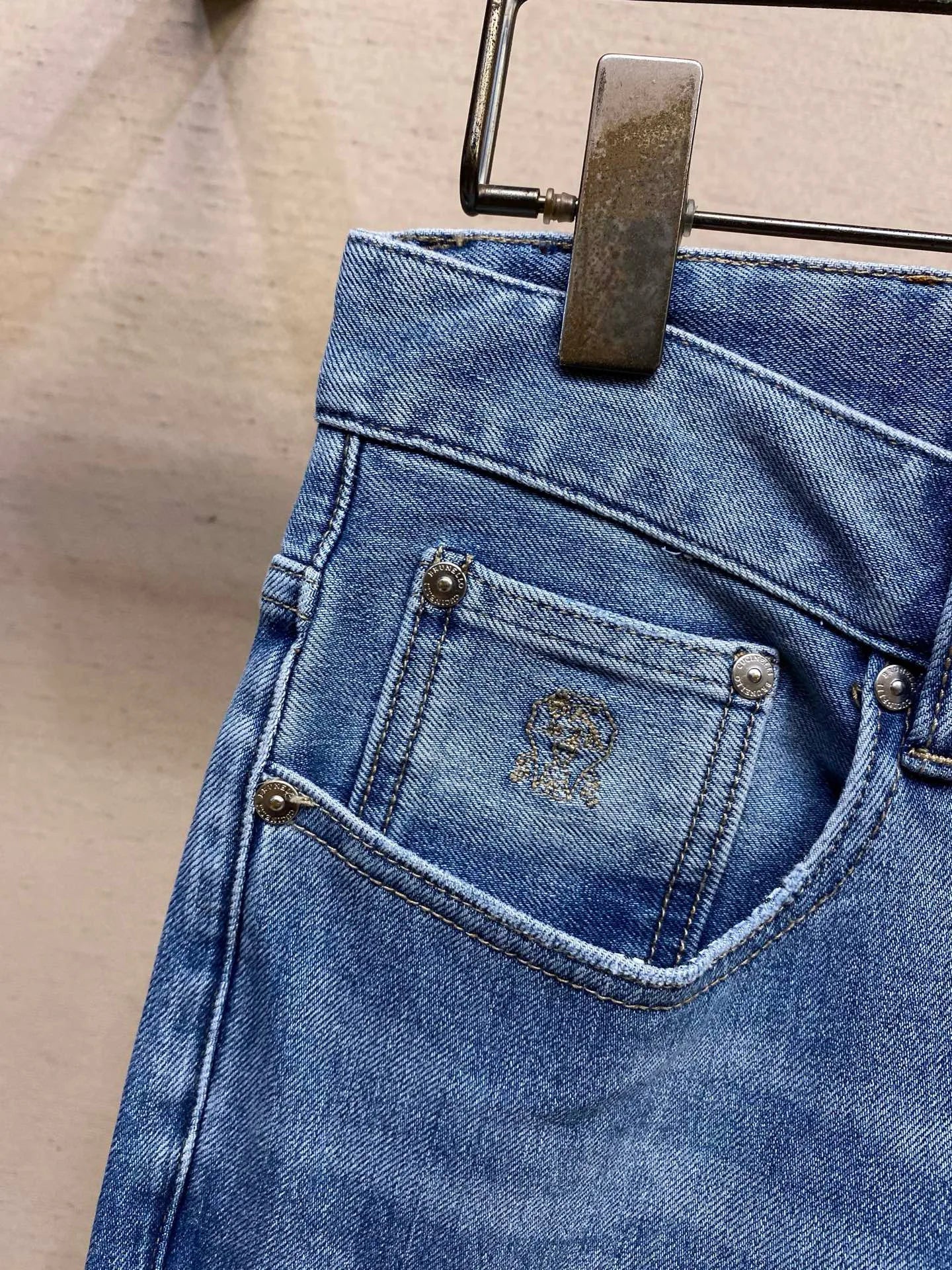 Italy BC men's spring and summer new washed blue micro-elastic breathable fashion casual old money wind small straight jeans