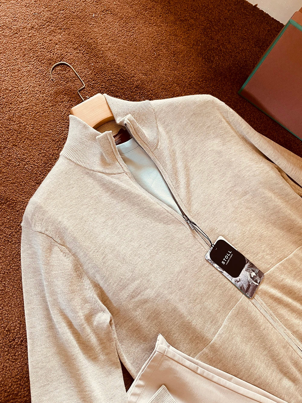 Autumn and winter new LP men's premium stand-up neck zipper knitted cardigan jacket wool Tencel blended sweater