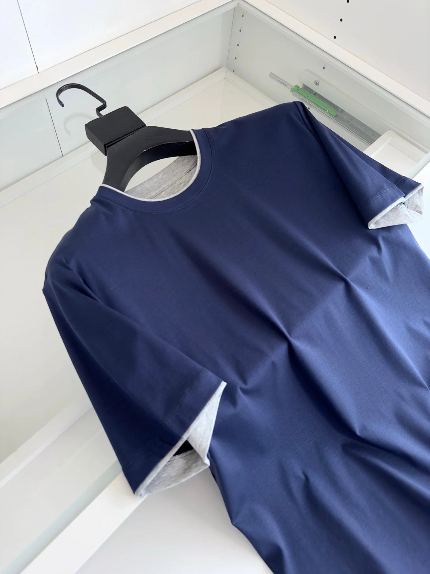 Italy BC men's clothing summer new crew neck bottoming shirt, fake two solid color old money style men's short-sleeved T-shirt