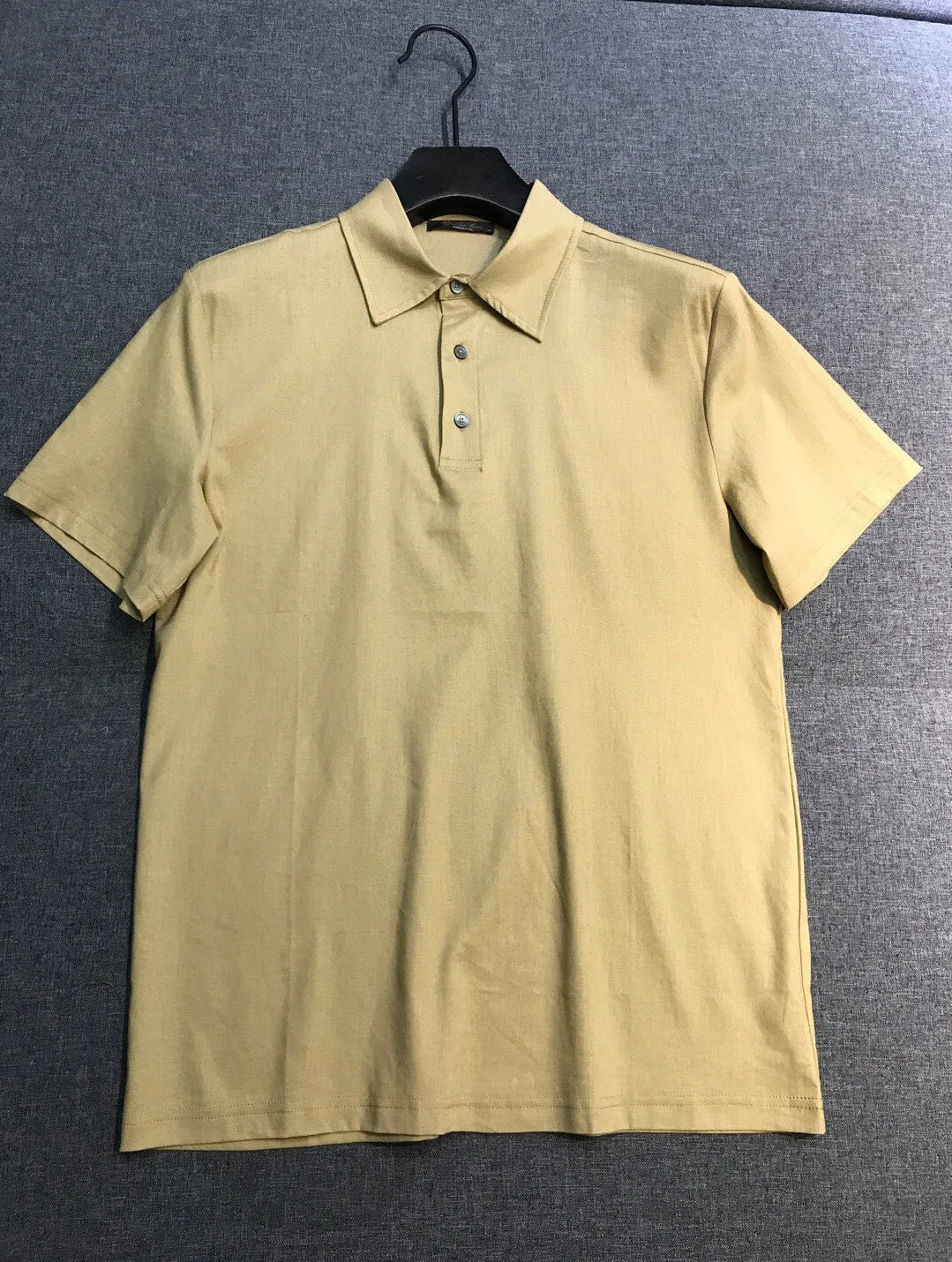 LP old money style high-quality summer collar short business casual linen polo shirt