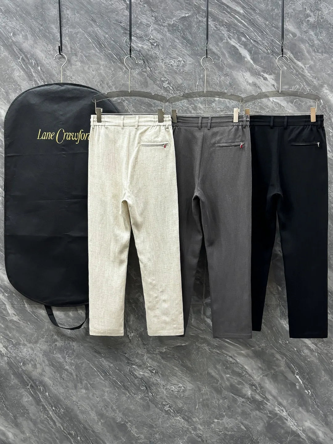 Kiton summer simple and versatile elastic waistband tied rope straight tube linen casual pants