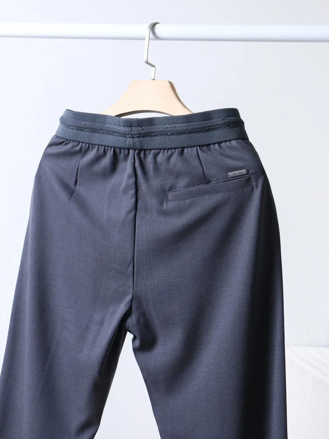 Italian LP European and American light luxury men's clothing, linen Tencel vertical elastic waist tether straight casual pants
