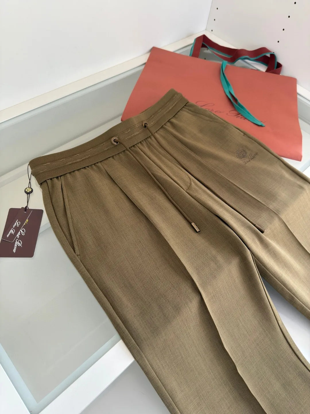 Italian LP European and American light luxury men's clothing summer linen Tencel elastic waist tether straight casual pants