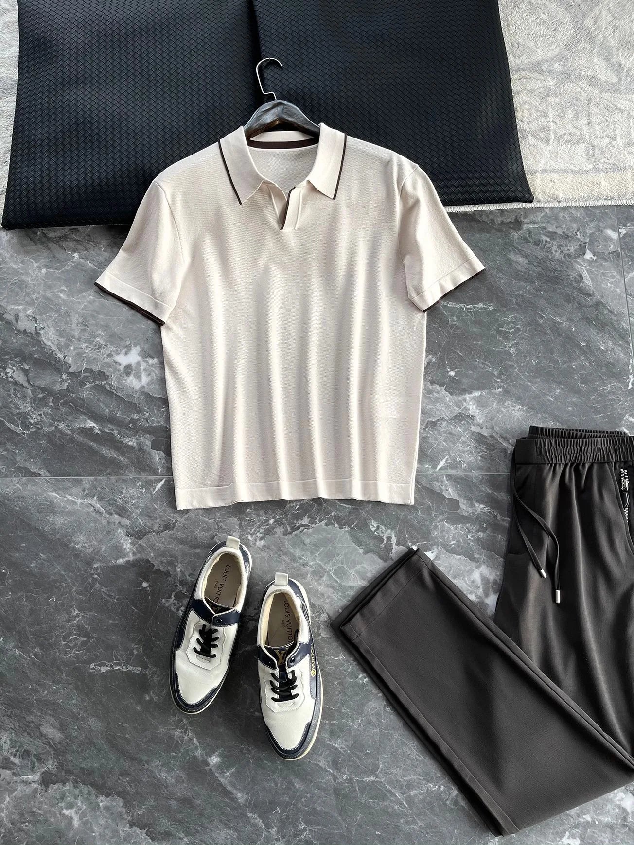 High-luxury business commuting, Lyocell + mulberry silk, simple elastic knitted casual lapel short-sleeved polo shirt
