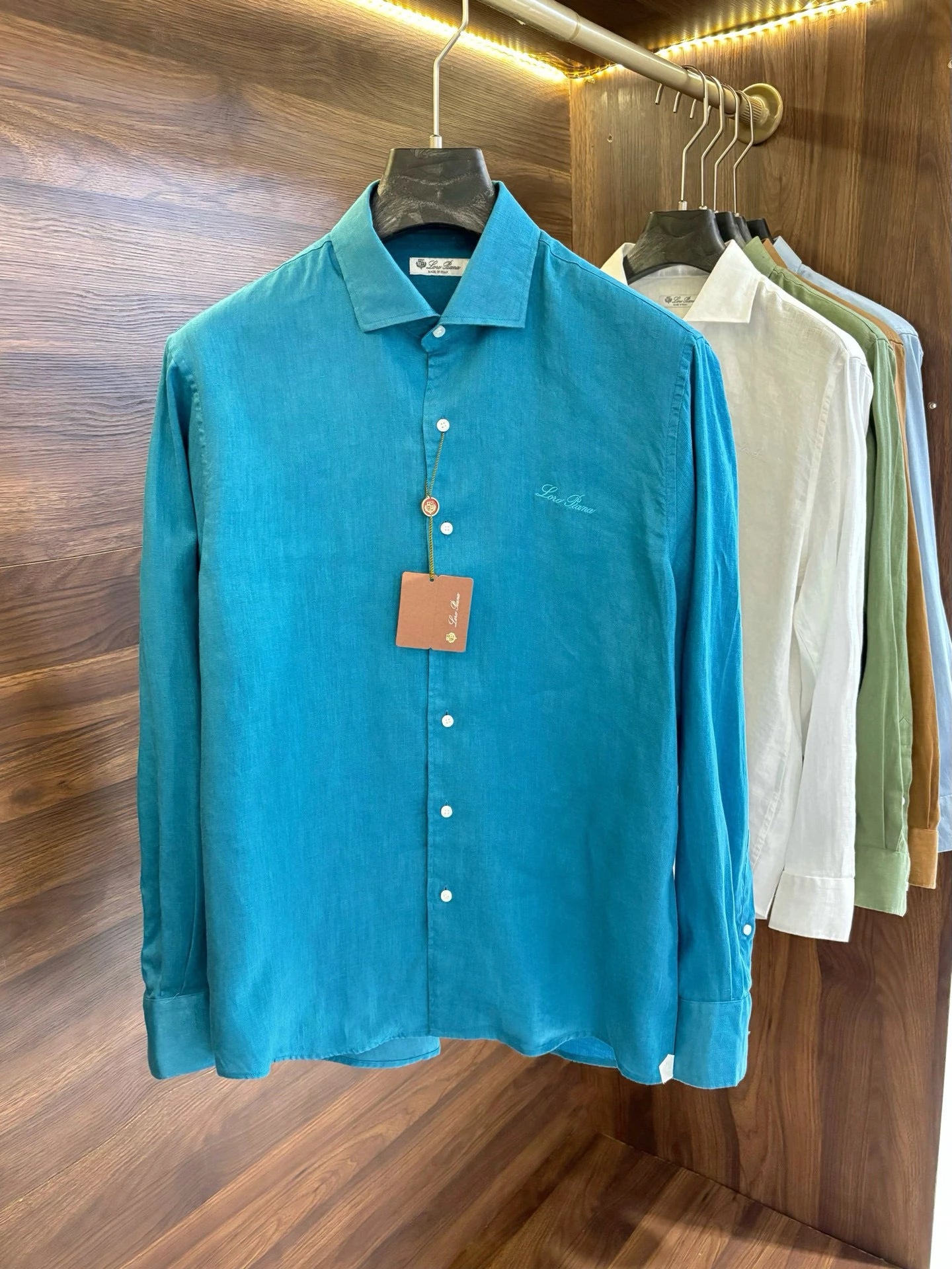 Italian LP old money style light luxury men's high version 100% linen business casual elegant long-sleeved shirt