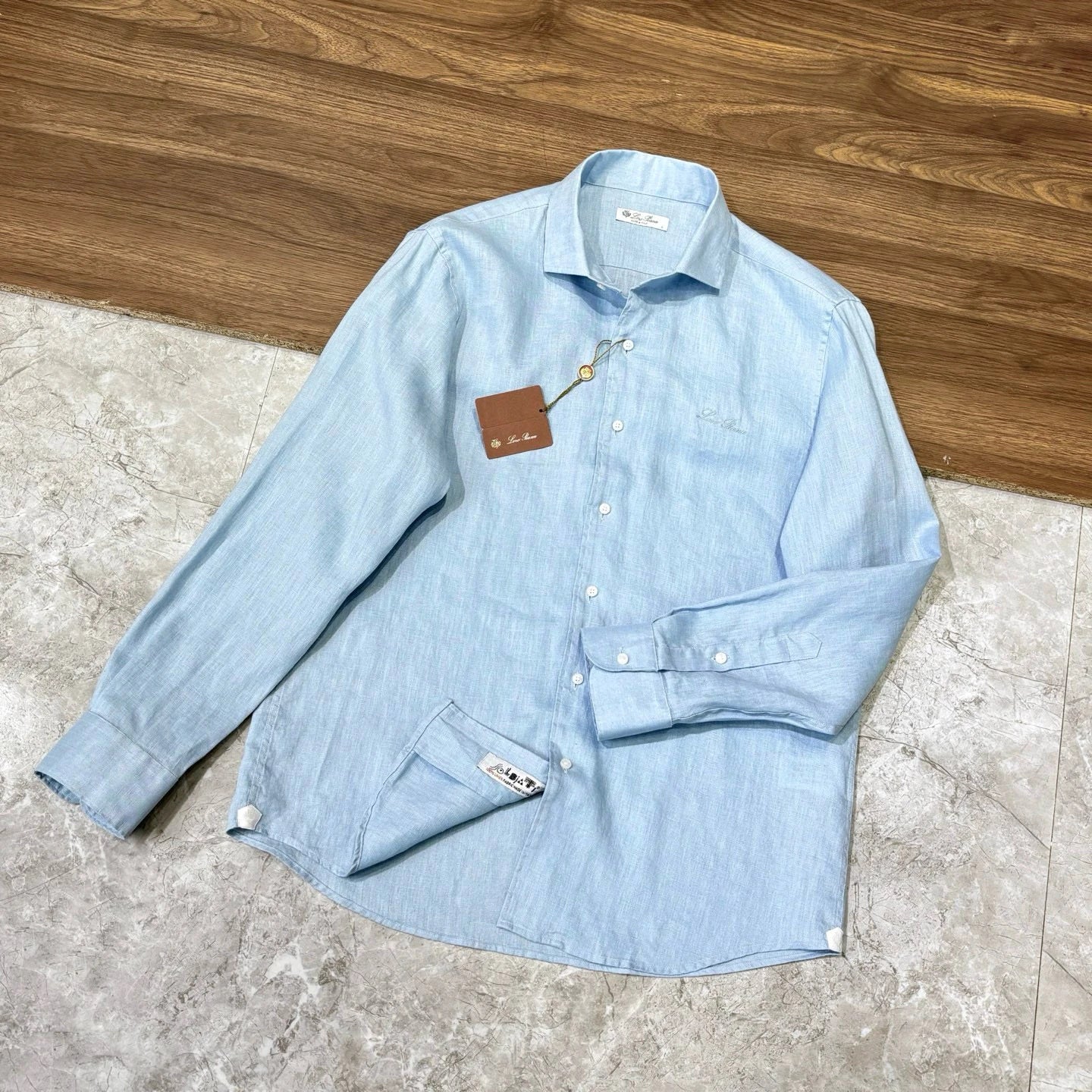 Italian LP old money style light luxury men's high version 100% linen business casual elegant long-sleeved shirt