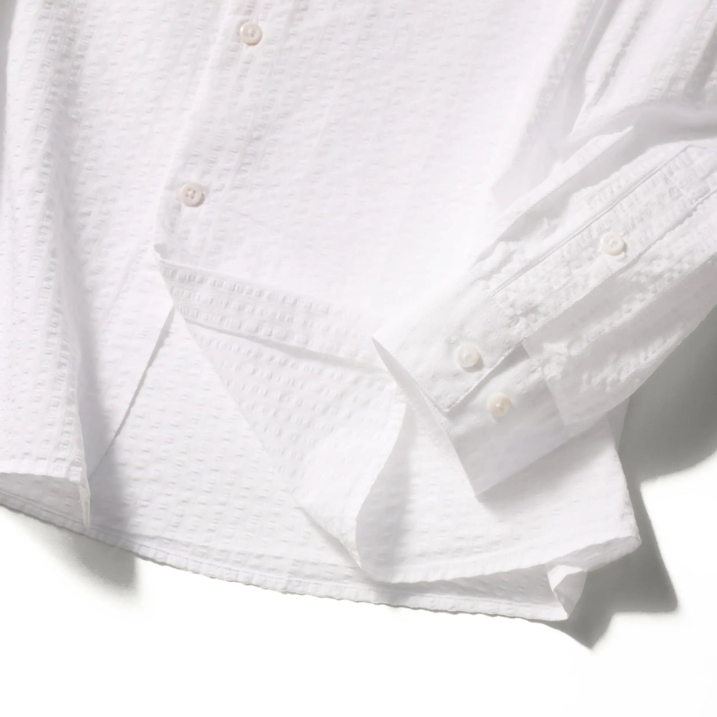 2025 spring and summer new men's high-end white light luxury temperament seersucker cotton long-sleeved shirt 1035