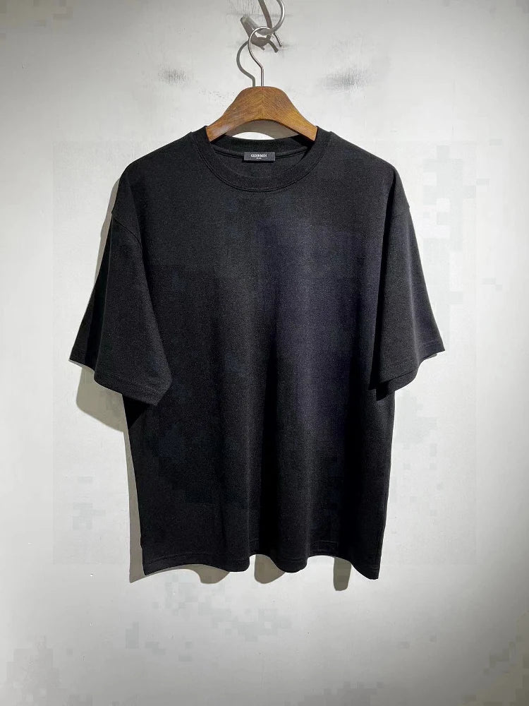 Slightly loose fit acetate cotton Tencel blend spring/summer skin friendly round neck casual short sleeved T-shirt