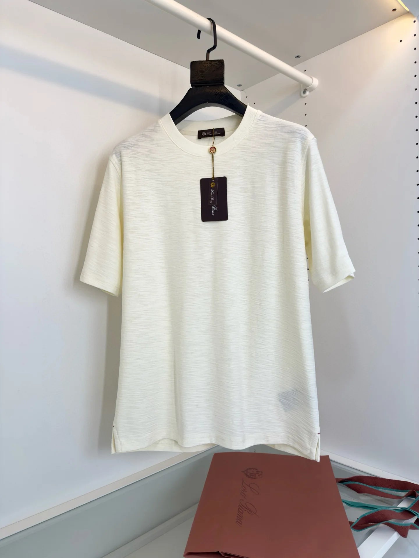 Italian LP men's clothing new custom-woven breathable fabric fashion casual old money wind round neck short-sleeved T-shirt