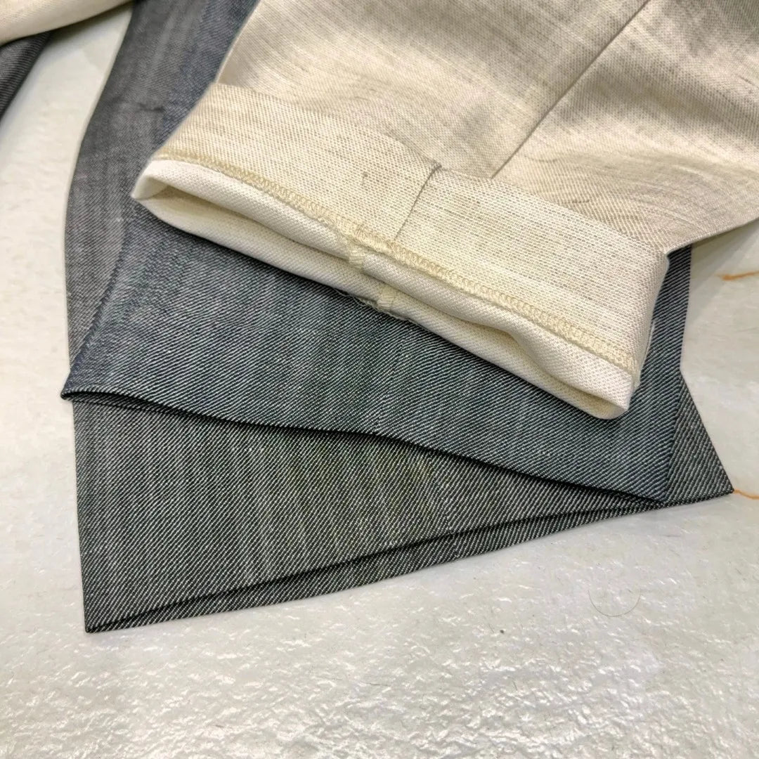 Italian style European and American LP light luxury men's summer linen Tencel straight tube minimalist business casual trousers
