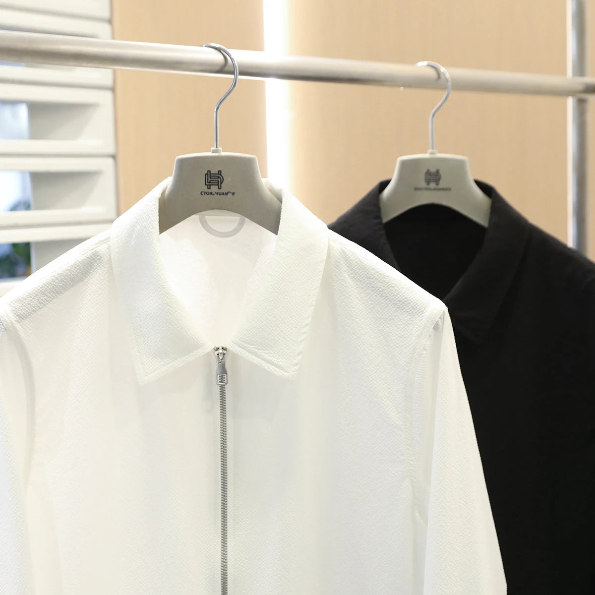 2025 spring and summer new men's high sense business casual breathable seersucker shirt lapel jacket jacket