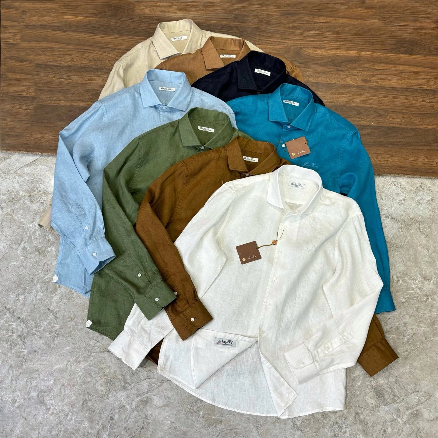Italian LP old money style light luxury men's high version 100% linen business casual elegant long-sleeved shirt