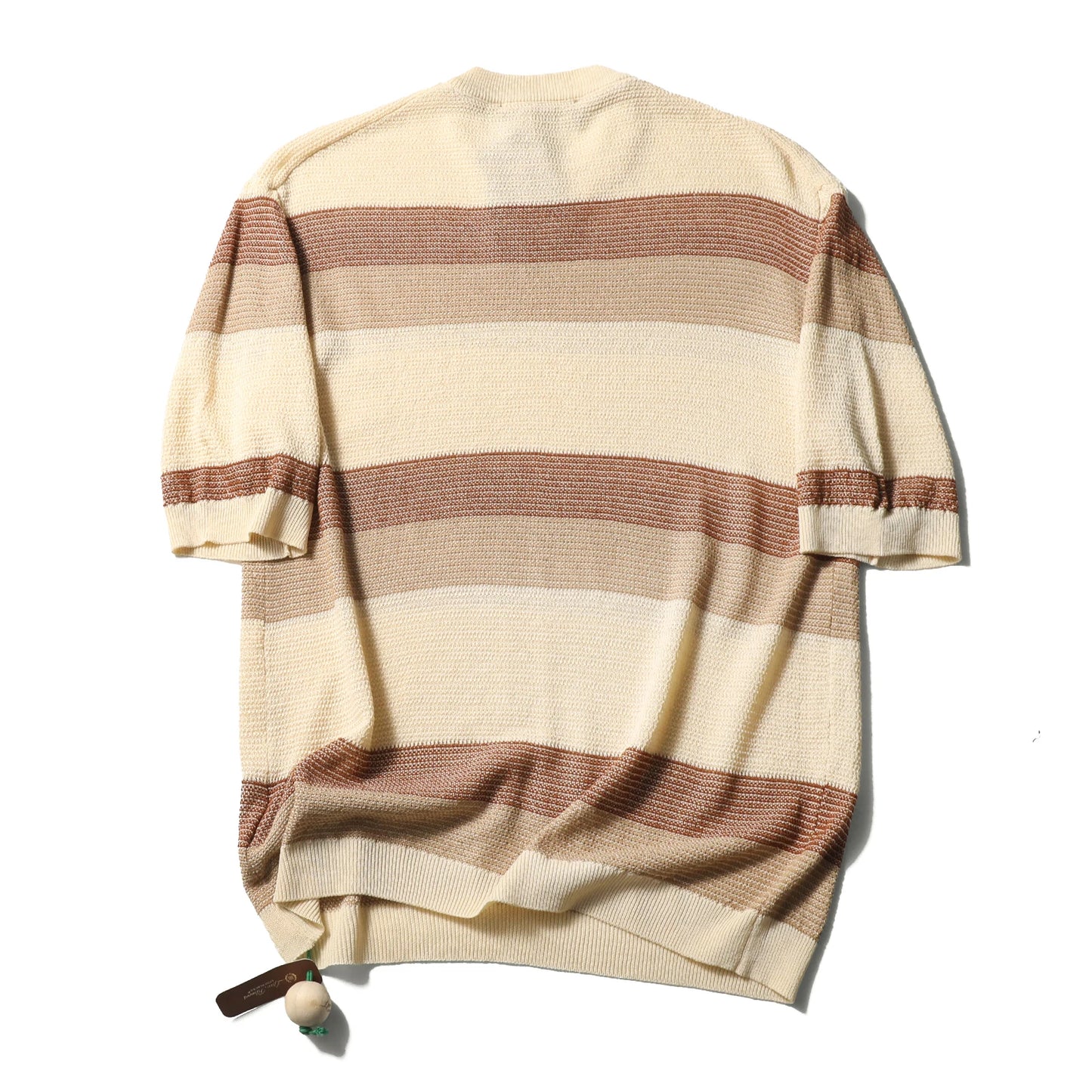 LP 2025 summer new men's high sense old money wind tencel linen hollow breathable knitted short-sleeved T-shirt