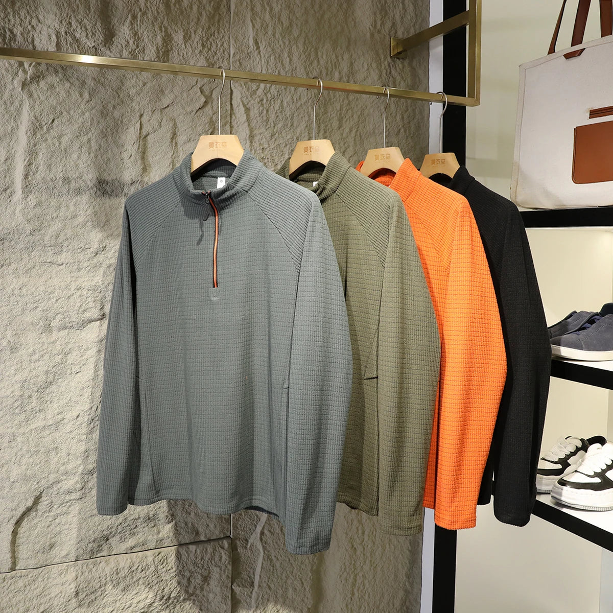 Spring and Autumn New Urban Outdoor Men's Long Sleeve T-Shirt Winter Fleece Bottom Shirt Top