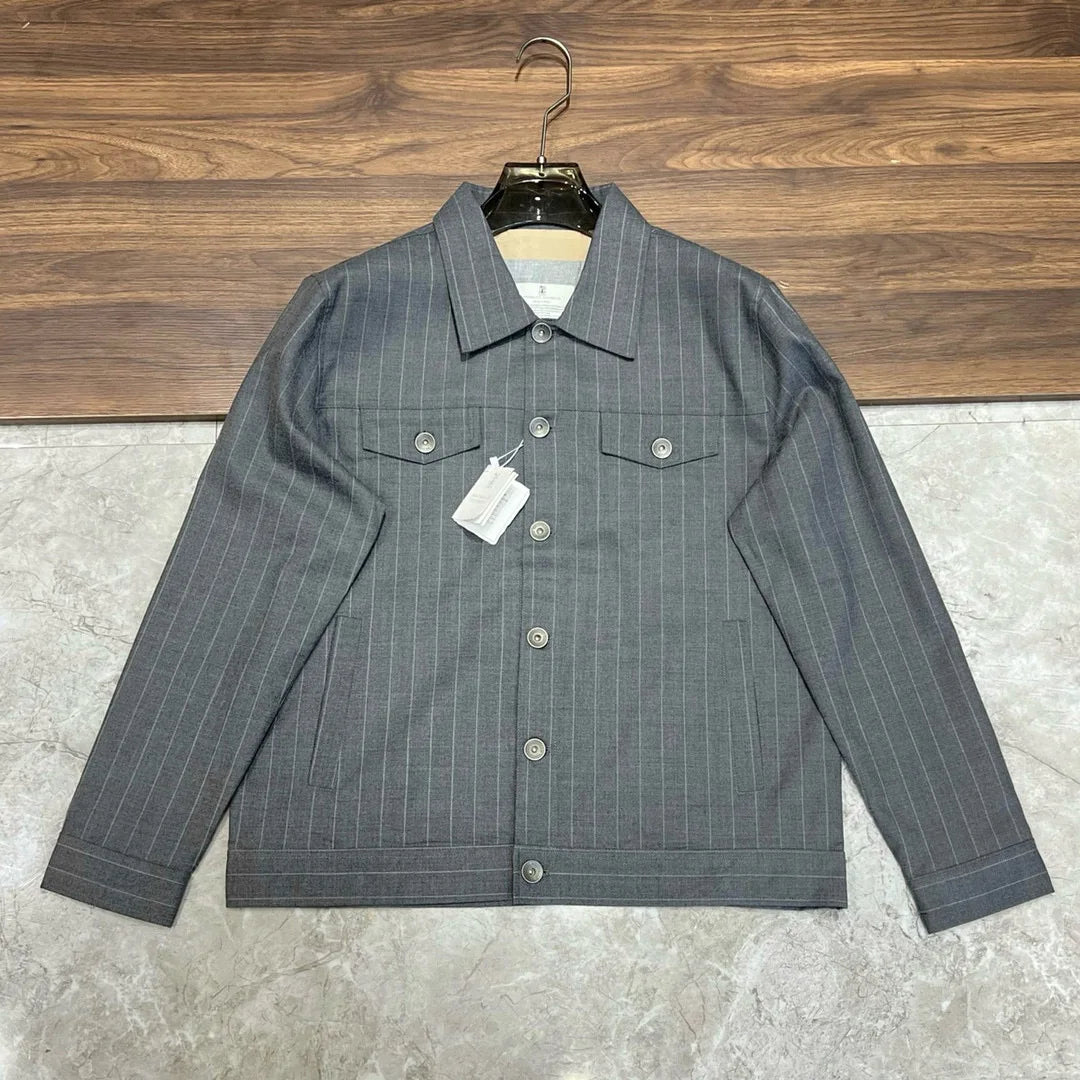 Italy BC old money style men's clothing 24 autumn and winter new wool material striped fashion business casual jacket