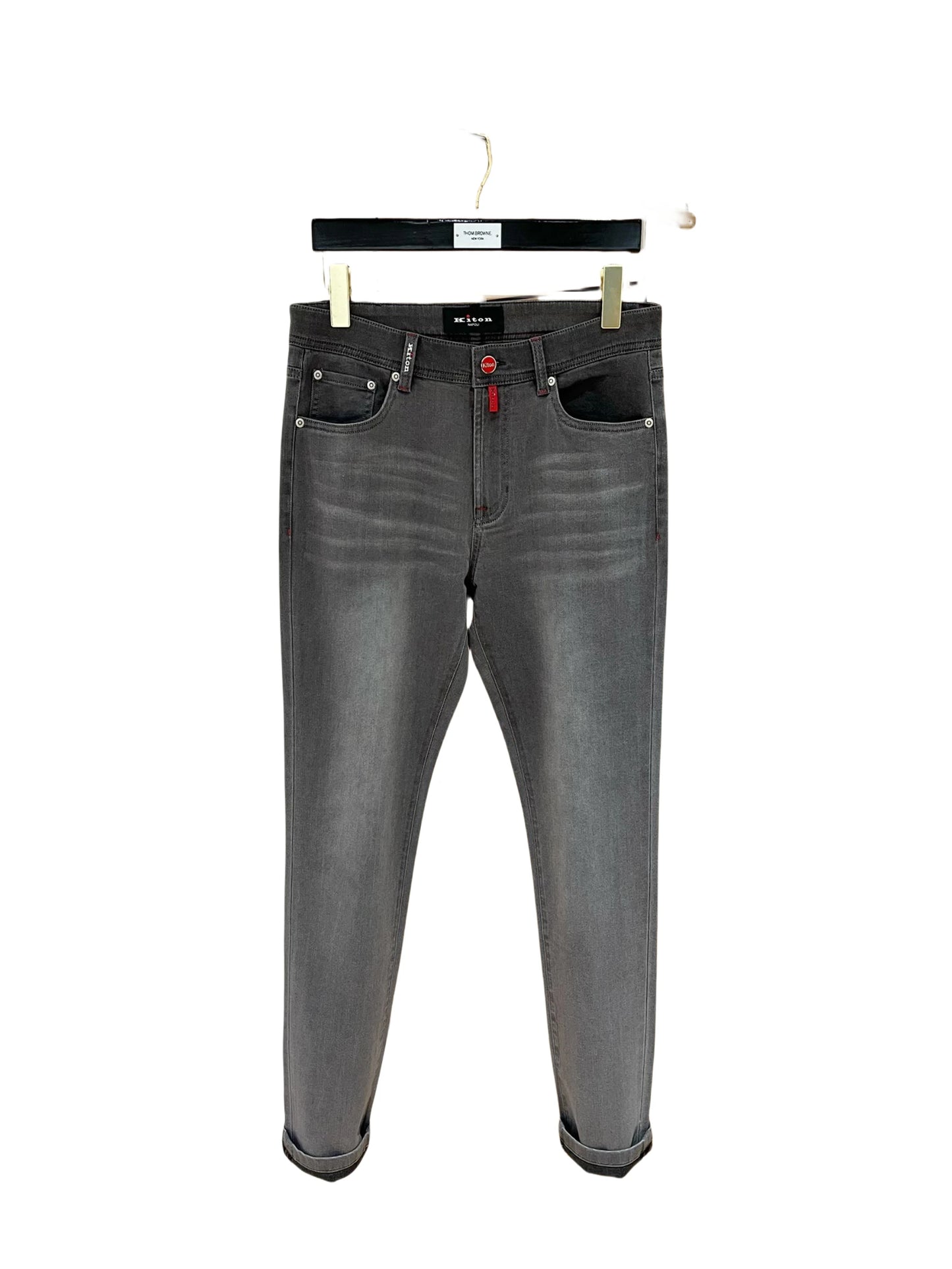 25 spring and summer new Italian kiton chiton solid color fashionable versatile slim-fitting small feet men's casual jeans