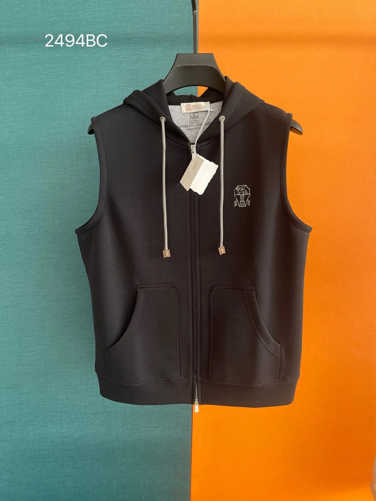 Italy BC old money style men's clothing autumn and winter new Tencel space cotton fabric business leisure hooded vest jacket