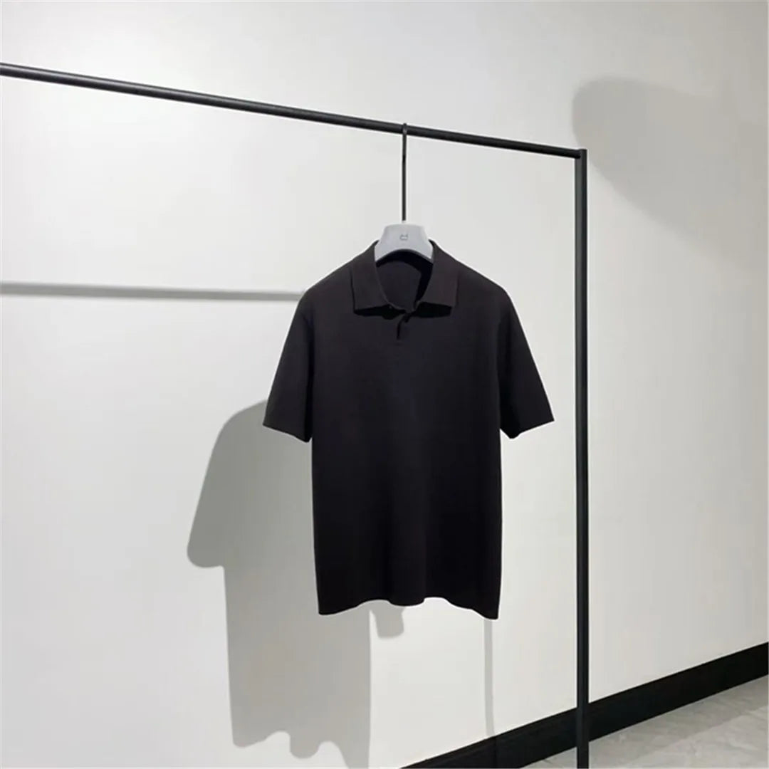 Toning premium sense, super soft cotton yarn spring and summer business casual knitted polo shirt short-sleeved polo shirt