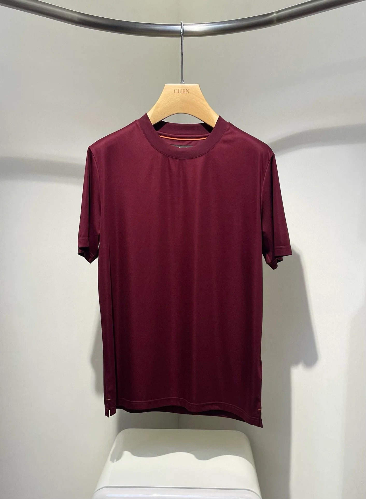 Italian LP Men's Clothing 25 Summer New Acetate Silk Cotton Breathable Solid Color Fashion Casual Short Sleeve T-Shirt