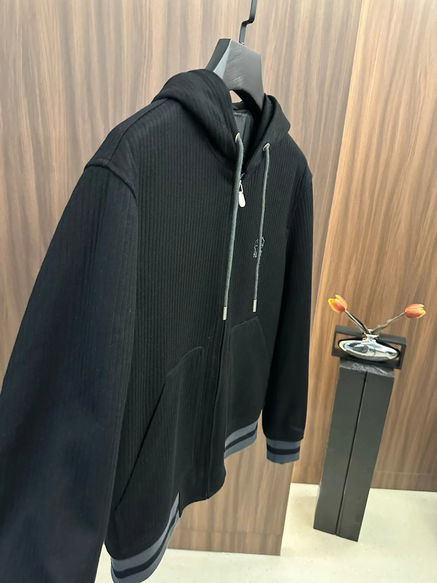 Italy BC old money style men's clothing 24 autumn and winter new wool stripe fashion business casual hooded jacket