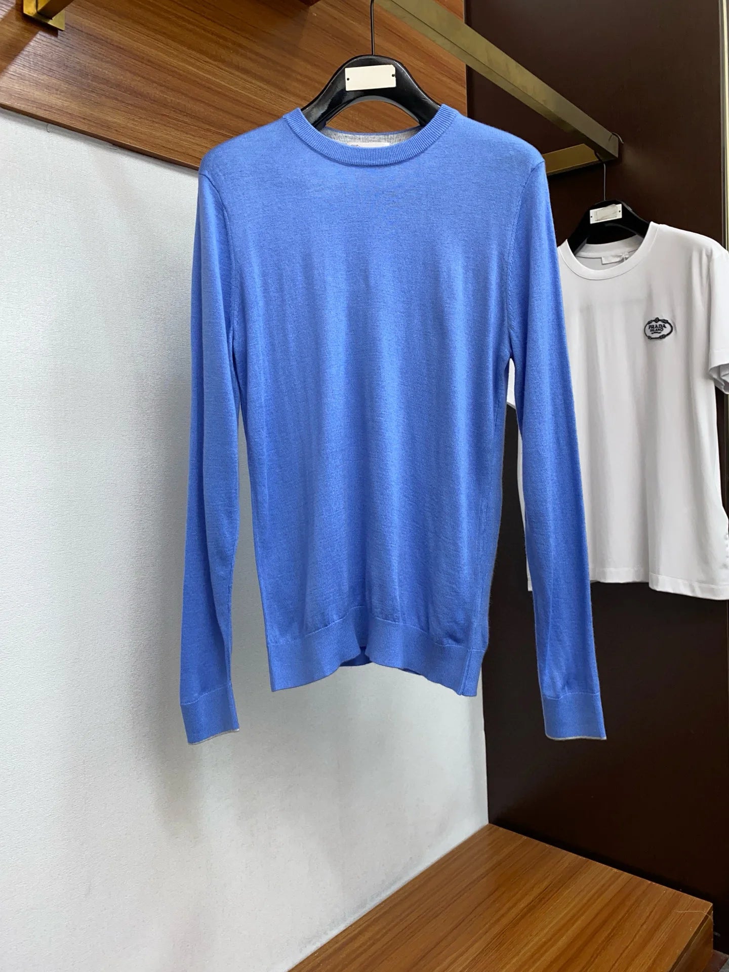 Italian BC men's cashmere yarn solid color knitted sweater