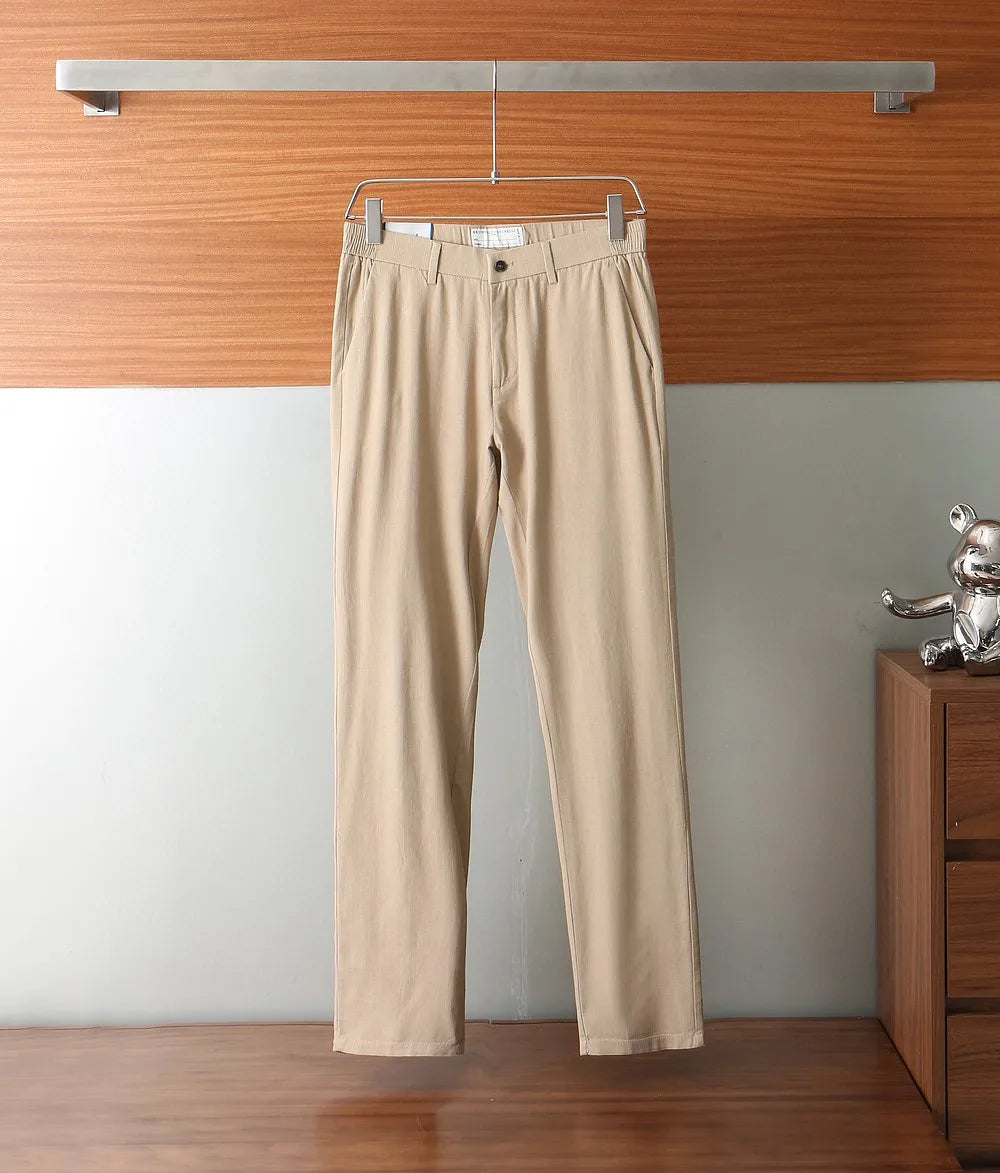 Italian BC vintage style minimalist 25 summer small straight fit business casual linen trousers